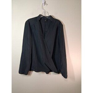 S&D Blouse Wrap Business Casual Top Boho Winter Black Size Large